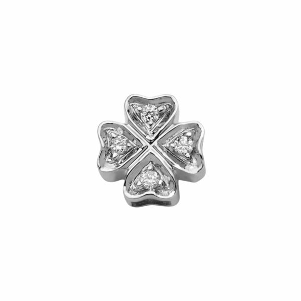 Klavertje vier 18 kt. met diamant 0,02ct