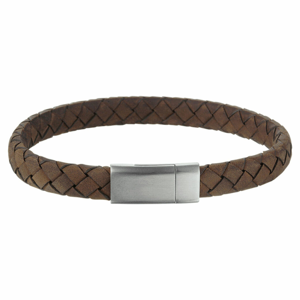 Gevlochten herenarmband met platte sluiting