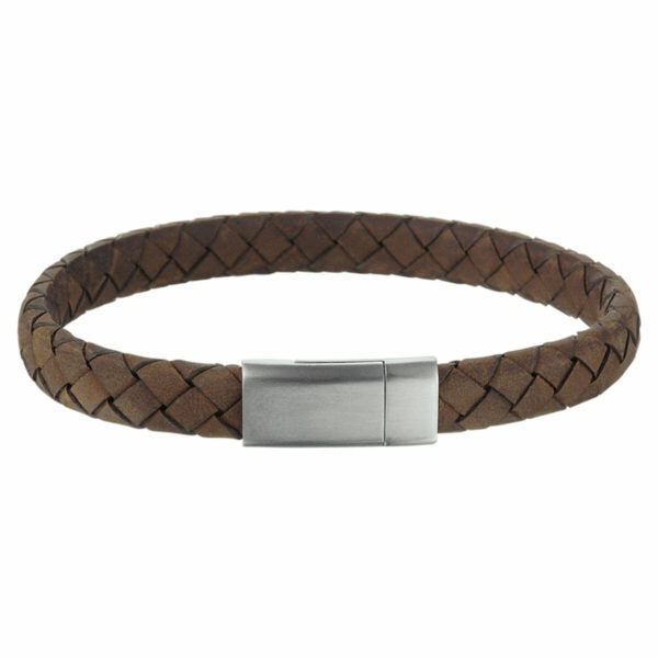 Gevlochten herenarmband met platte sluiting