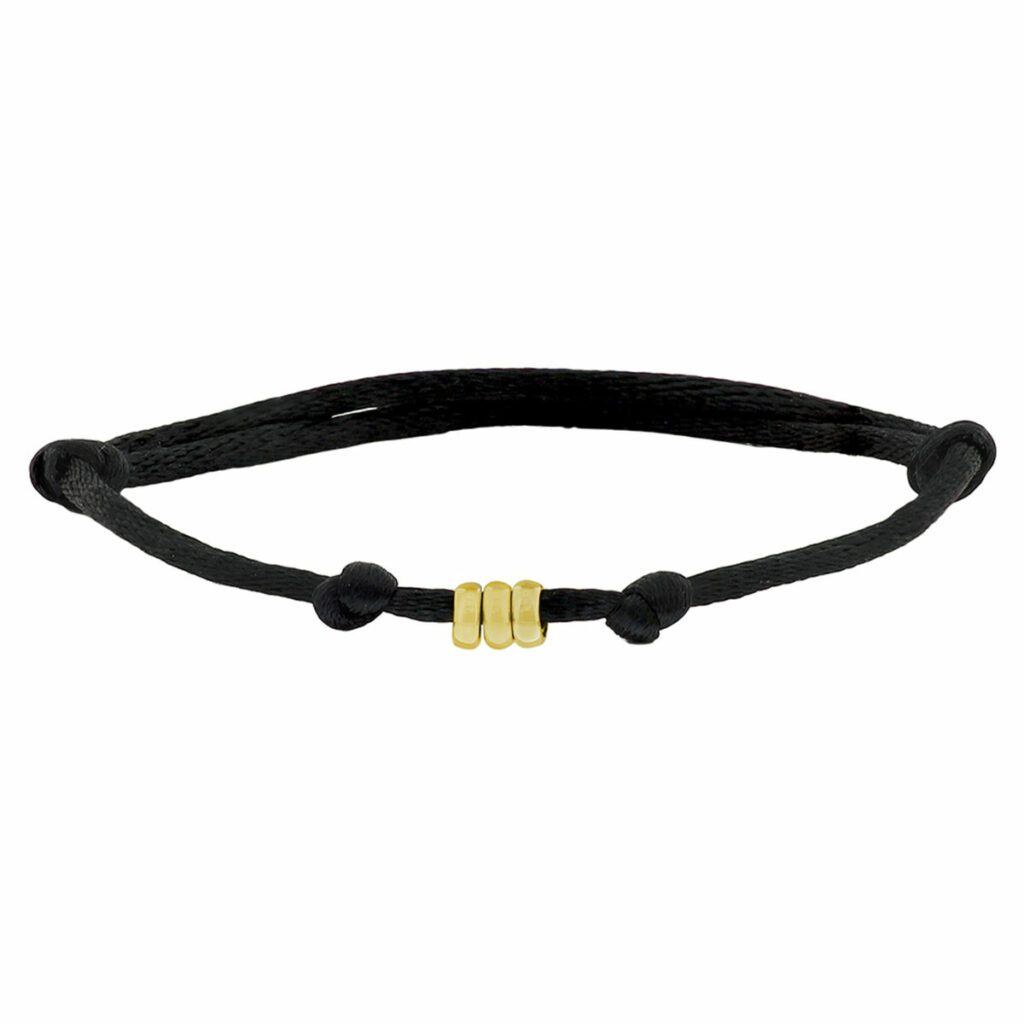 Heren satijnen armband met gouden kraal