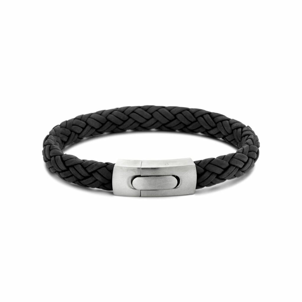 Leren herenarmband met stalen sluiting