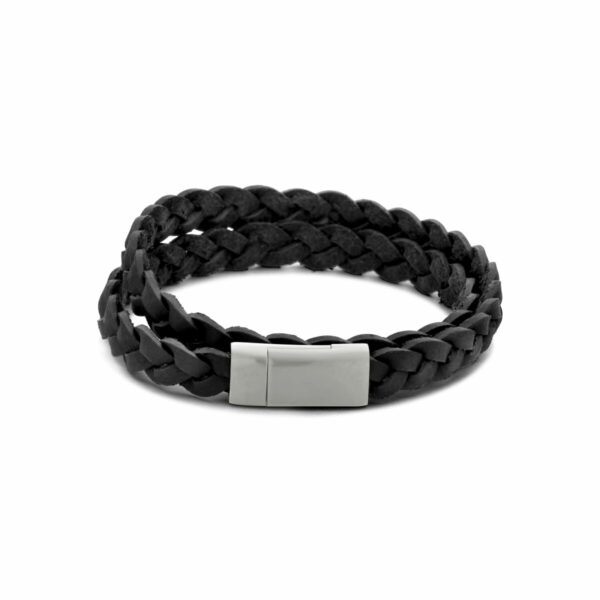 Leren herenarmband gevlochten 20 cm