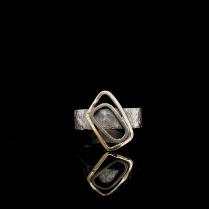 Ring gezwart zilver met goud