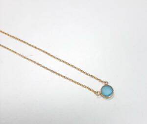 € 22,50 Collier verguld met Aqua chalcedoon