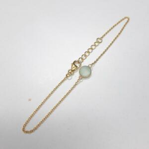 € 14,25 Armband verguld met bleu chalcedoon